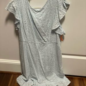 SHEIN Baby Blue Eyelet Summer Dress